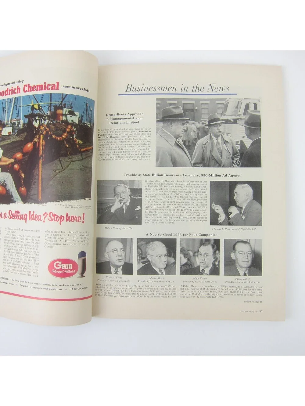 Vintage FORTUNE Magazine January 1954 Crown Zellerbach Democrats General Motors
